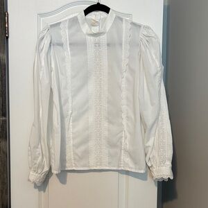 Heller vtg granny cottagecore white Lace-Inset Victorian Style Blouse imo med